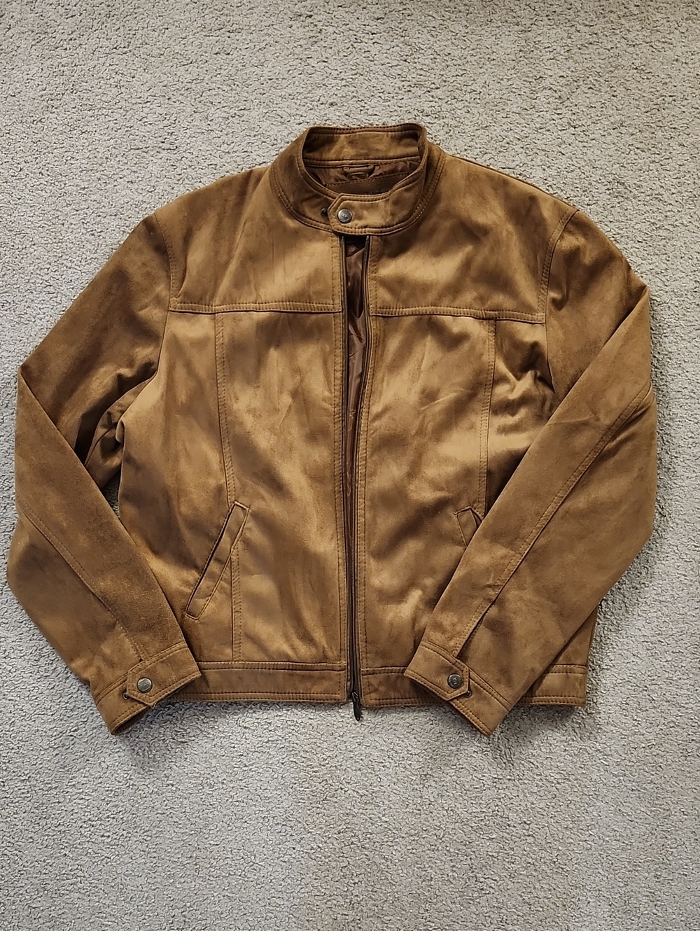 Brown Suede Leather Zip Front Jacket (Men Or Woman) Fall Jacket
